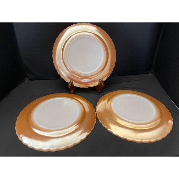 Fire King Peach Luster Vintage Dinner Plates Set of 3 10”  Vintage Swirl Pattern - Picture 7 of 7
